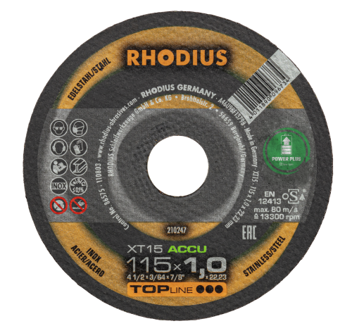 10 x RHODIUS Extradünne Trennscheibe XT15 ACCU BOX Ø 115 mm | 210247